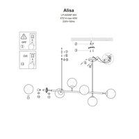 Lampa wisząca Alisa złota 6xE14