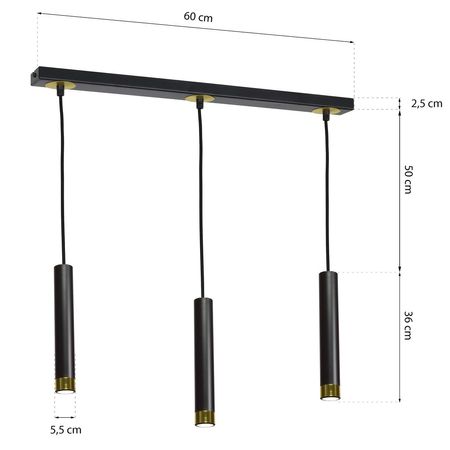 Milagro - Lampa wisząca DANI BLACK/GOLD 3xGU10