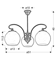 ORBIT LAMPA WISZĄCA 3X60W E27 PATYNOWA MIEDŹ