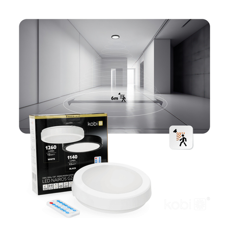 Plafon z czujnikiem ruchu LED NAIROS G2 12W 3CCT LX IP65 biały Kobi Premium