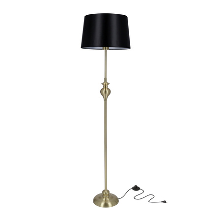 Candellux - Prima Gold Lampa Podłogowa Złoty Satynowy 1X60W E27 Abażur Czarny