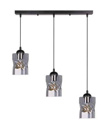 Felis lampa wisząca czarny 3x60w e27 klosz dymiony