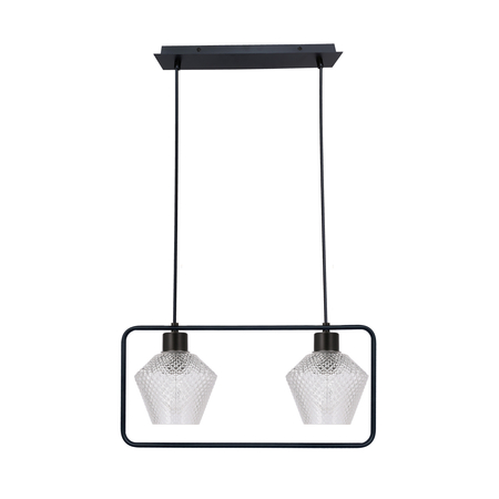 NIKO LAMPA WISZĄCA CZARNY 2X40W E27 KLOSZ BEZBARWNY KARBOWANY