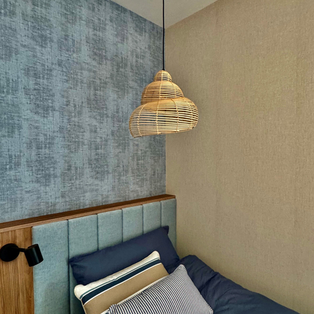 Rattanowa lampa wisząca Shella 40 cm jasne drewno 1xE27