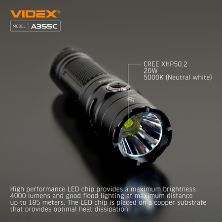 Latarka kompaktowa LED przenośna 20W 4000lm IP68 CREE VLF-A355C