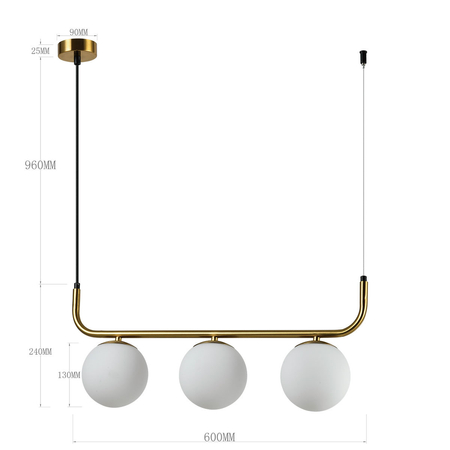 Lampa wisząca Alisa złota 3xE14