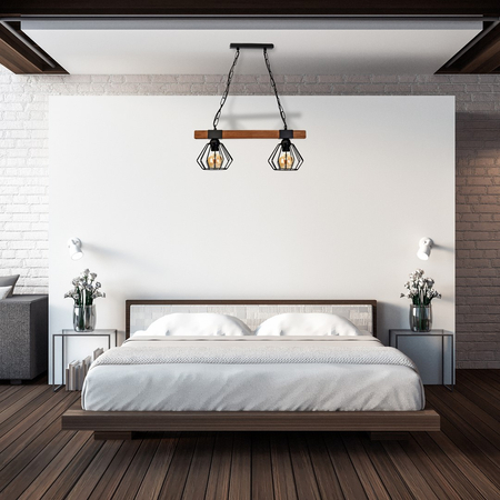 Milagro - Lampa wisząca ULF BLACK/WOOD 2xE27