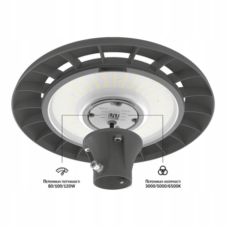 Lampa Uliczna LED Latarnia Okrągła Videx 16800 Lumenów 120W 3 Barwy Światła, IP65 VL-SLP01-120B