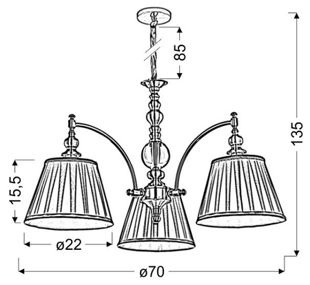 Candellux - Austin Lampa Wisząca 3X40W E14 Patyna