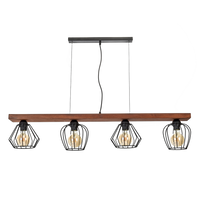 Milagro - Lampa wisząca OZZY BLACK / WOOD 4xE27 60W