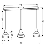 LAMPA WISZĄCA GREGORY CZARNY BRĄZ 3X40W E14 KLOSZ DYMIONY