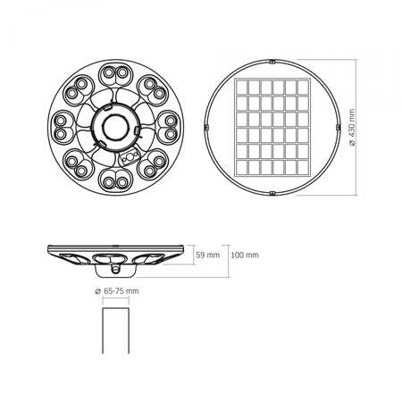 Parkowa lampa solarna LED Videx IP54 5000K 1400lm czujnik ruchu + pilot