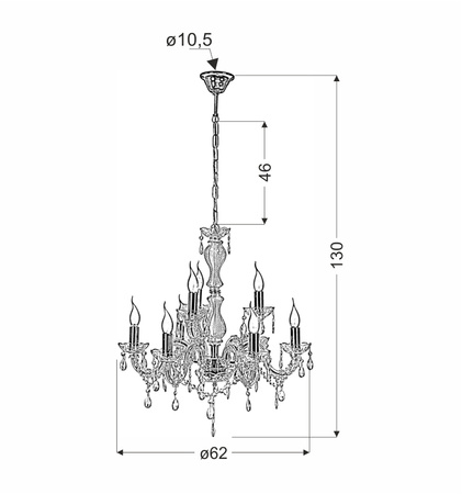 Candellux - Maria Teresa Lampa Wisząca 8X40W E14 Złoty