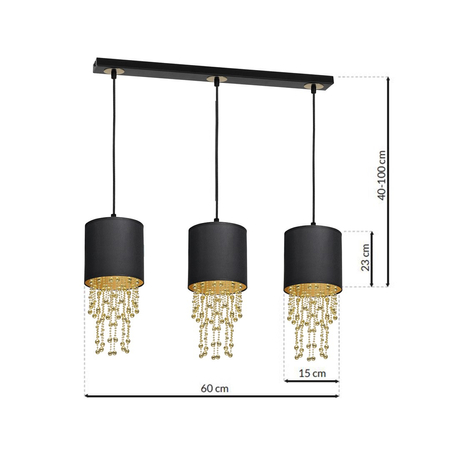 Milagro - Lampa wisząca ALMERIA BLACK/GOLD 3xE27