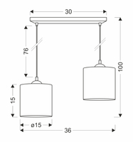 LEGNO LAMPA WISZĄCA CZARNY 15 2X40W E27 ABAŻUR ORZECHOWY