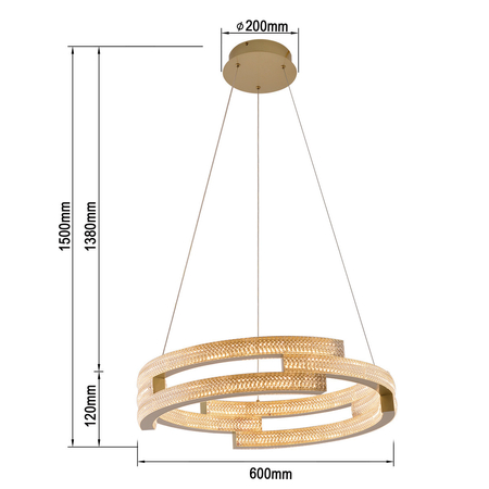 Lampa wisząca Tarja złota LED CCT