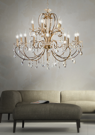 AURORA LAMPA WISZĄCA 10+5*40W E14  ZŁOTO