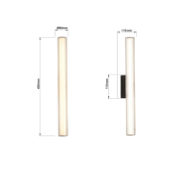 Kinkiet Ścienny Linea 45cm Czarny Klosz Szklany LED 8W Barwa CCT Klasa IP44