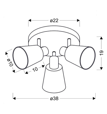 PIN LAMPA SUFITOWA PLAFON 3X40W E14 CHROM