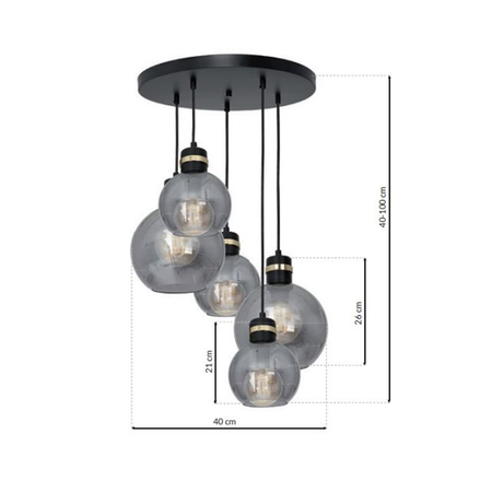 Milagro - Lampa wisząca OMEGA BLACK/GOLD 5xE27  Koło