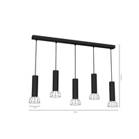 Milagro - Lampa Wisząca DANTE BLACK/SILVER 5x mini GU10