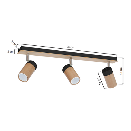 Milagro - Lampa sufitowa BARON BLACK 3xGU10