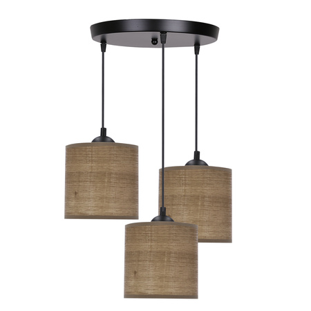 Candellux - Legno Lampa Wisząca Czarny Talerz 15 3X40W E27 Abażur Orzechowy