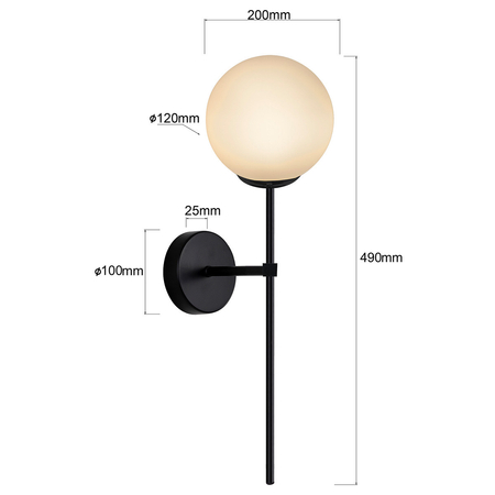 Kinkiet Piruleta czarny IP44 1xG9