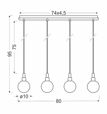 Maldus lampa wisząca chromowy 4x40w g9 klosz biały