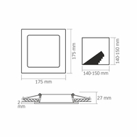 Oprawa podtynkowa LED biała kwadrat 12W 950lm