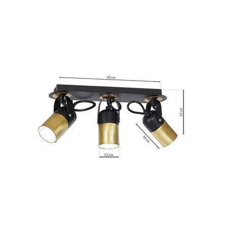 Milagro - Lampa sufitowa WILSON BLACK 3xGU10