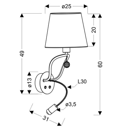 Candellux - Saria Lampa Kinkiet 1X6W E14 Led+8W Led Czarno Złoty Apeti