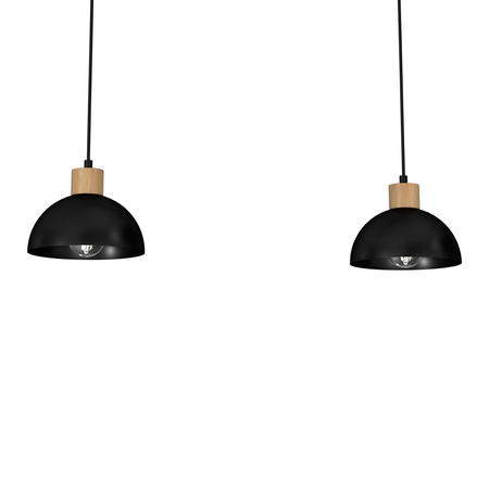 Milagro - Lampa wisząca ERIK Black/Wood 2xE27