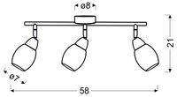 RICO LAMPA SUFITOWA LISTWA 3X6W LED SMD GŁÓWKA OKRĄGŁA 1E Z PRZEGUBEM KD SYSTEM KLOSZ WYMIENNY CHROM/BEZBARWNY