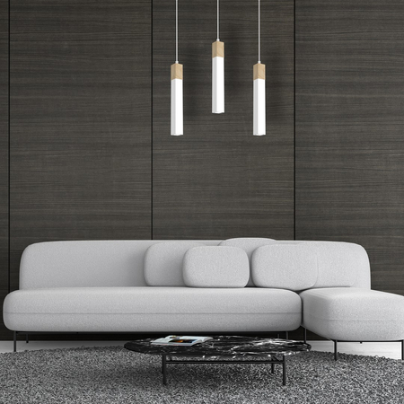 Milagro - Lampa wisząca SOLO SAWN WHITE / PATINATED WOOD 3x mini GU10