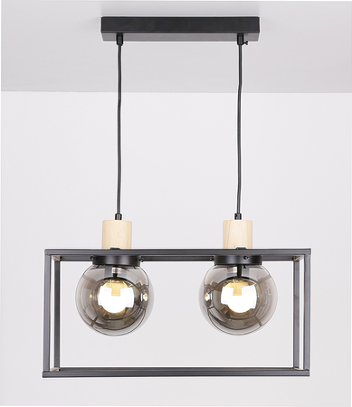 Retro 2 lampa wisząca czarny 2x40w e27 klosz dymiony