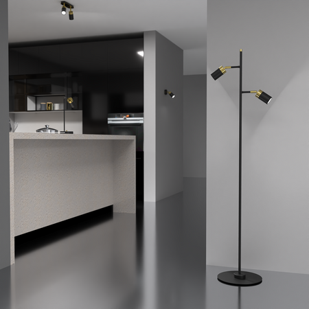 Milagro - Lampa podłogowa JOKER BLACK/GOLD 2xGU10