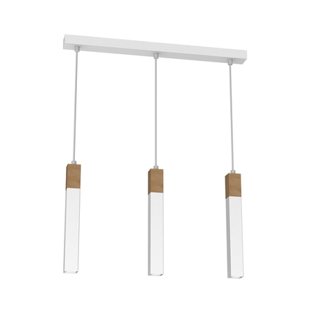 Milagro - Lampa wisząca SOLO SAWN WHITE / PATINATED WOOD 3x mini GU10
