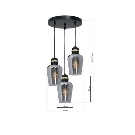 Milagro - Lampa wisząca RICHMOND BLACK / GOLD 3xE27  Koło