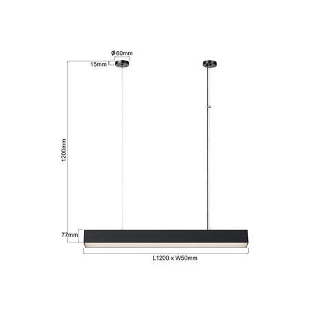 Lampa Wisząca Luci M 80 cm Czarna Sterowanie Tuya 32W LED Zmienna Barwa CCT