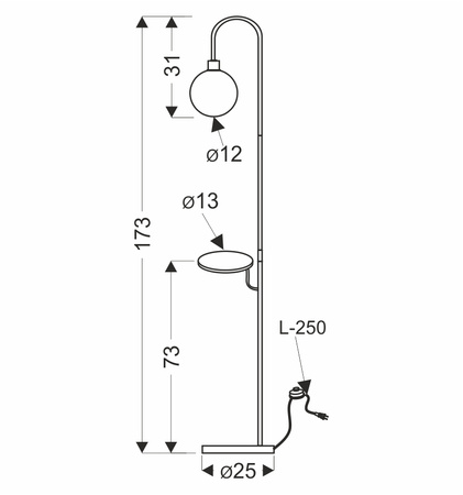 Candellux - Vanity Lampa Podłogowa Czarny 1X40W G9