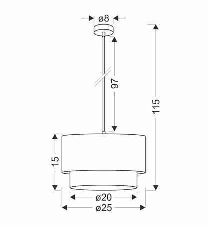 Candellux - Sferia Lampa Wisząca Czarny 1X60 E27 Abażur Czarny+Beżowy