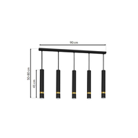 Milagro - Lampa wisząca JOKER BLACK/GOLD 5xGU10