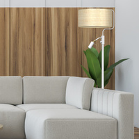 Milagro - Lampa podłogowa MARSHALL WHITE / RATTAN 1xE27 + 1x mini GU10