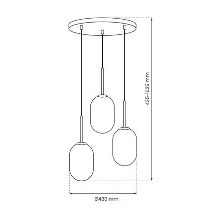 Milagro - Lampa wisząca ALIAS BLACK 3xE14 koło