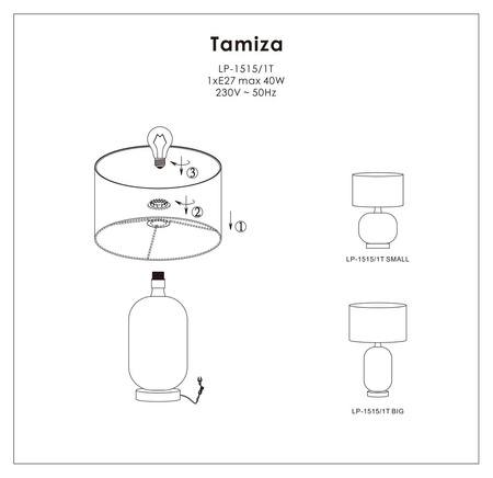 Lampa stołowa Tamiza 48 cm czarna 1xE27