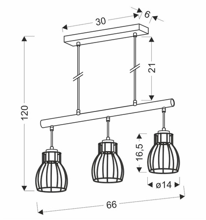 Candellux - Bernita Lampa Wisząca 3X60W E27 Czarny