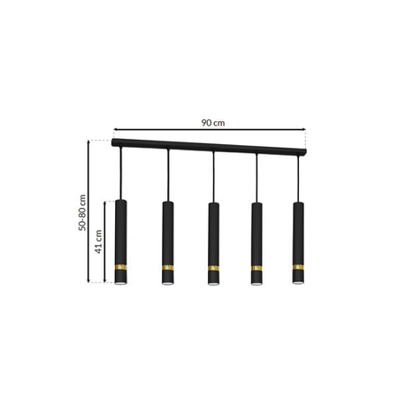 Milagro - Lampa wisząca JOKER BLACK/GOLD 5xGU10