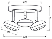 SKIPPER LAMPA SUFITOWA PLAFON 3X6W LED COB GŁÓWKA OKRĄGŁA 1E Z PRZEGUBEM KD SYSTEM CHROM