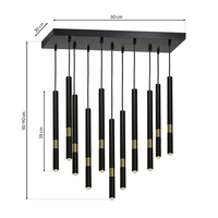 Milagro - Lampa wisząca MONZA BLACK/GOLD 11xG9 8W